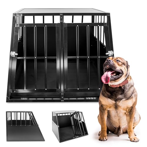 MaxxPet Hundebox Auto, Hundetransportbox Auto, Hundebox Auto Kofferraum, Hundebox XXL, Hundebox Große Hunde, Hundeboxen Alu, Hundekäfig Auto, 96x91x70cm von MaxxPet