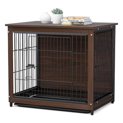 MaxxPet Hundebox Holz, Hundebox für Zuhause, Hundekäfig, Hundehütte Indoor, Gitterbox Hund, Dog Crate, Hundehaus Wohnzimmer, 110x74x80cm, Schwarz von MaxxPet