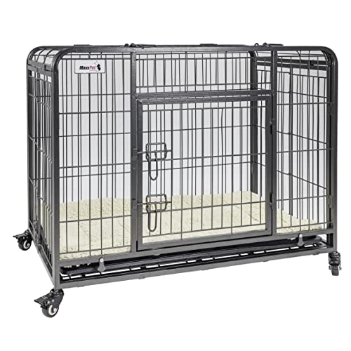 MaxxPet Hundebox - Hundekäfig - Faltbarer Metall-Hundekäfig - Inklusive Hundekissen - Hundetransportbox - Hundebox Große und Kleine Hunde - Stahl - Schwarz - 125x76x81 cm von MaxxPet