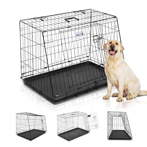 MaxxPet Hundebox - Hundekäfig - Hundetransportbox - Faltbar - 2 Türen - inklusive Hundekissen Bodenschale - Transport - 91x57x64 cm - Schwarz von MaxxPet