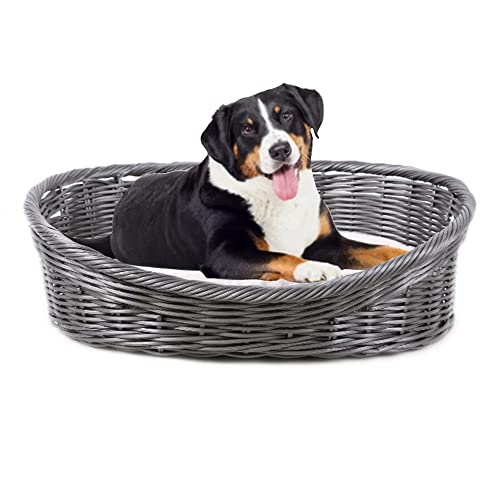 MaxxPet Hundekorb mit Kissen - Runder Katzenbett - Haustierkorb 70x53x23cm - Anthrazit von MaxxPet