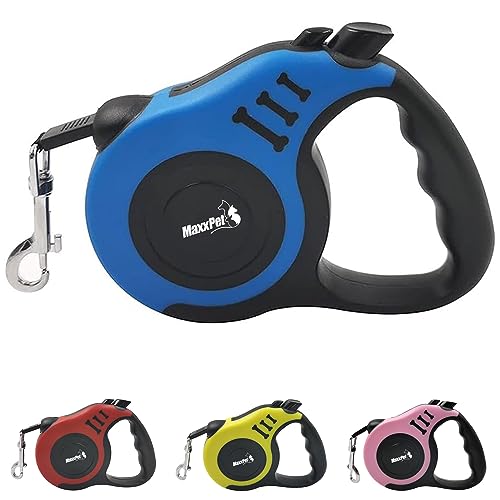 MaxxPet Hundeleine – Flexi Hundeleine 5m – Leine Hund - Dog Leash - Laufleine für Hunde - Hundeleine Kleine und Mittelgroße Hunde Leicht – Hundeleine mit Bremsknopf – bis 30 kg – Blau von MaxxPet