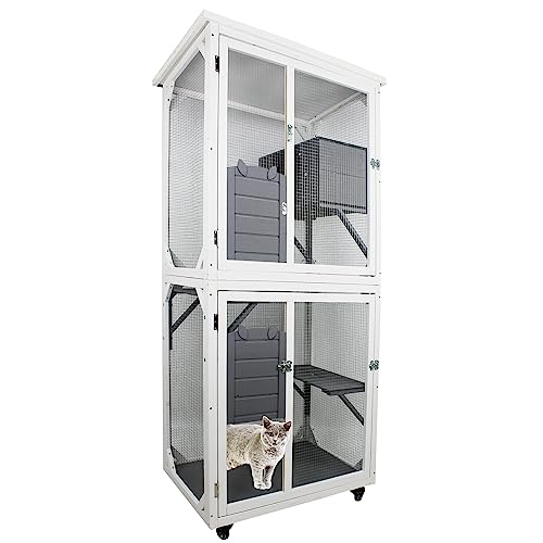 MaxxPet Katzenkäfig XXL - Katzen freilaufgehege - Katzenrennen - Katzenvoliere – Katzengehege - Katzenhaus - Käfig Katze groß - Katze im käfig - Katzenhaus Outdoor – 82 x 80 x 180 cm von MaxxPet