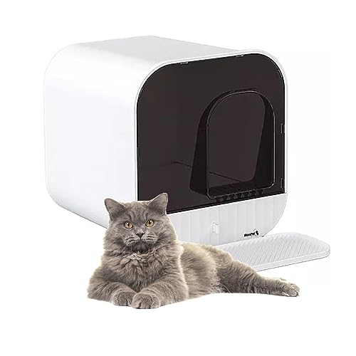 MaxxPet Katzenklo mit Deckel - Katzentoilette Inkl. Schublade & Katzenstreu Matte - 43x42x40cm - Cat Litter Box - Katzentoiletten & Zubehör - Katzen Klo - Cat Toilet - Weiß von MaxxPet