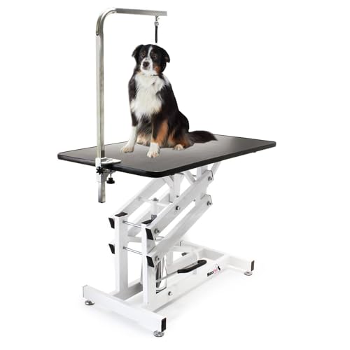 MaxxPet Trimmtisch für Hunde - Pflegetisch für Hund und Katze mit verstellbarem Arm - Dog Grooming Table - Hunde Badetisch - Schertisch auch für Hundefriseur - Frisiertisch Hund - 108x60x170 cm von MaxxPet