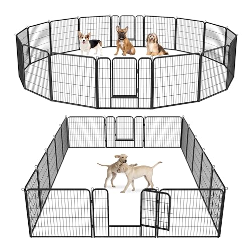 MaxxPet Welpenaufstall - Freilaufgehe für Hund, Welpen & andere Haustiere - Tierlaufstall - Faltbarer Außen Laufstall - verstellbares Außengehege - 16 Paneele - 80x100 cm von MaxxPet