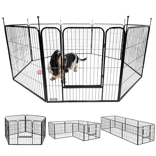 MaxxPet Welpenaufstall - Freilaufgehe für Hund, Welpen & andere Haustiere - Tierlaufstall - Faltbarer Außen Laufstall - verstellbares Außengehege - 16 Paneele - 80x100 cm von MaxxPet