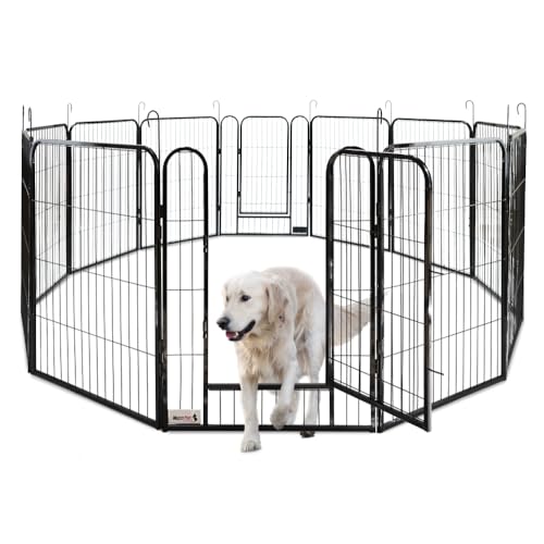 MaxxPet Welpenauslauf - Laufstall Hund - Welpenlaufstall Hundegitter Wohnung - Faltbarer Außen Laufstall - verstellbares Außengehege - 12 Paneele - 78x60 cm von MaxxPet