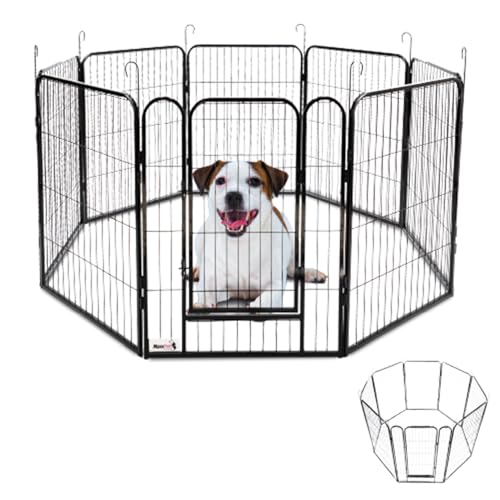 MaxxPet Welpenauslauf - Laufstall Hund - Welpenlaufstall Hundegitter Wohnung - Faltbarer Außen Laufstall - verstellbares Außengehege - 8 Paneele - 100x60 cm von MaxxPet