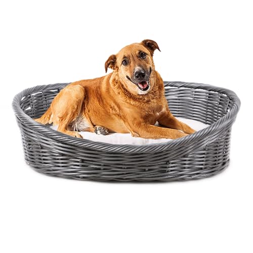 MaxxPet Hundebett - Hundekörbchen rund mit Kissen - Haustierkorb für Hunde und Katzen - Anthrazit - 63x50x21cm von MaxxTools bv