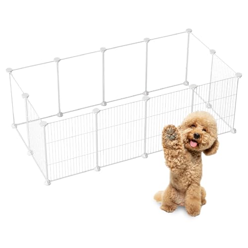 MaxxPet Welpenauslauf - Faltbarer Welpenauslauf - Hundekäfig - Welpenauslauf mit 10 Gehegeplatten - 143x73x46cm - Weiß von MaxxTools bv