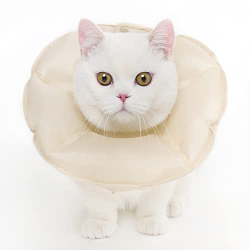 MayMaw Balloon Cat Cone Collar Soft, Hand-Press Inflatable Cat Recovery Cone for After Surgery, Cat Cone Alternative to Prevent Licking Biting Wounds, Foldable Lightweight E Collar for Cats Kittens von MayMaw