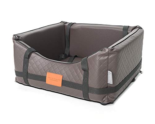 Mayaadi-Home Premiun Hundeautositz - 75 x 65 cm - Hundebett aus hochwertigem Kunstleder - Robuster Autokorb - Pflegeleichter Autositz - Hundekorb bietet optimalen Komfort - Braun - Pako Pik - XL von Mayaadi-Home