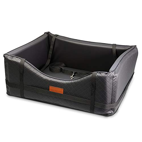 Mayaadi-Home Premiun Hundeautositz - 50 x 45 cm - Hundebett aus hochwertigem Kunstleder - Robuster Autokorb - Pflegeleichter Autositz - Hundekorb bietet optimalen Komfort - Pako Pik - Schwarz - M von Mayaadi-Home