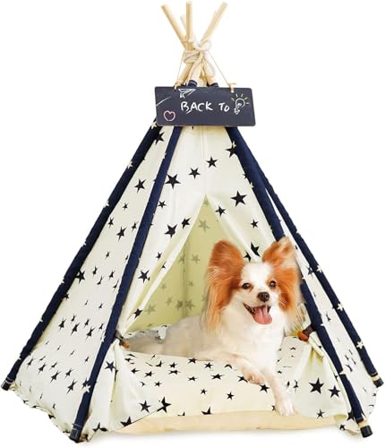 Maycoly Tipi Zelt für Haustiere Hundezelt Katzenzelt Haustierzelte Häuser mit Doppelseitigem Kissen Abnehmbar und Waschbar Haustierbett Wegklappen Maycoly Tipi Zelt für Haustiere Hundezelt Katzenzelt Haustierzelte Häuser mit Doppelseitigem Kissen Abnehmbar und Waschbar Haustierbett Wegklappen von Maycoly