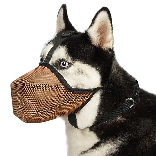 Mayerzon Maulkorb für Hunde, weicher Netz-Maulkorb für große, mittelgroße und kleine Hunde, Labrador, Retriever, Husky, Beagle, Pudel, verstellbarer Hunde-Mundschutz mit passendem Halsband zum von Mayerzon