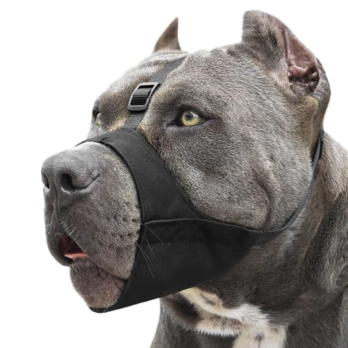 Mayerzon Pitbull Maulkorb, weicher Hundemaulkorb mit Anti-Rutsch-Riemen, für American Bully Bulldogge, Boxer, Rottweiler, Stoff-Mundschutz für mittelgroße und große kurze Schnauze, verhindert Beißen, von Mayerzon