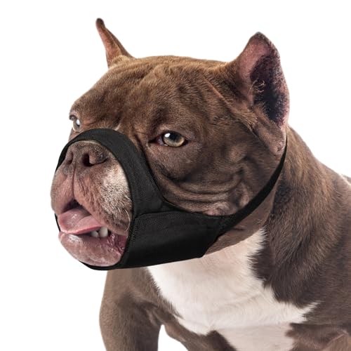 Mayerzon Pitbull Maulkorb, weicher Maulkorb für American Bully Bulldog Boxer Rottweiler, Anti Beißer Kauen Kampf Maulkorb für Grooming, Stoff Maulkorb für mittlere große Kurze Schnauze Hund von Mayerzon