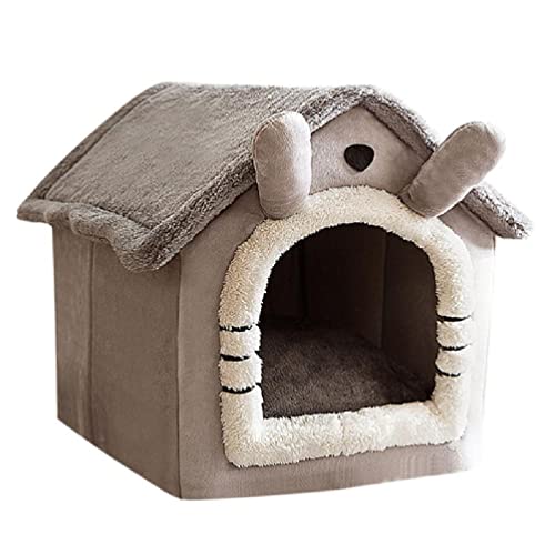 Mayoaoa Cosy Pet Bed House Warm Plüsch Höhlenschlafbetten Welpen Winternest für Katzen und kleine Hunde Schöne Kabinenform 5 Styles Katzenhausbett Höhle süß warm für Hauskatzen rosa von Mayoaoa