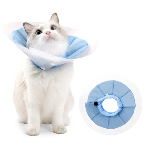 Cat Collar Surgical Protection Collar Soft, Adjustable, and Waterproof Protection CollarLick-Proof Collar for Cats for Cats and Small Dogs After Surgery (Blue, M) von Mayoii