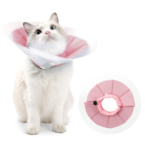 Cat Collar Surgical Protection Collar Soft, Adjustable, and Waterproof Protection CollarLick-Proof Collar for Cats for Cats and Small Dogs After Surgery (Pink, M) von Mayoii