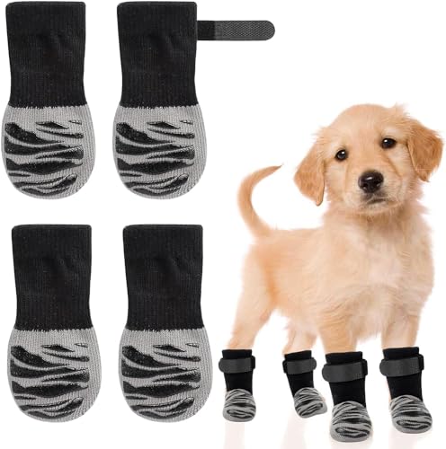 Mayoii Rutschfeste Hundesocken, 3 Paar Hundesocken, Pfotenschutz für Haustiere, verstellbarer Riemen, Hundestiefel, Krallensocken, Schuhe, Hausschuhe, für drinnen und draußen, Hartholzboden (S) von Mayoii