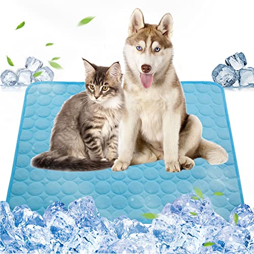 Mayper Kühlmatte für Hunde und Katzen, Eisseide, weich, bequem, Kühlmatte (blau, 70 x 90 cm) von Mayper