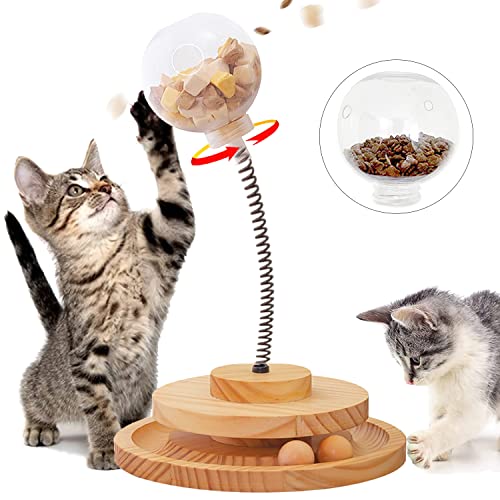 MayuMay Interaktives Katzenspielzeug Selbstbeschäftigung Katzen Spielzeug Kitten (Ball Track mit 2 Feeders) von MayuMay