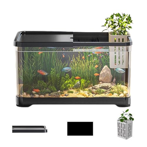 Aquarium-Starter-Set – Komplettes Aquarium-Setup, tragbares Aquarium-Set | Wiederverwendbares Glas-Aquarium mit Korb, multifunktionales Starter-Set für Süßwasser-Salzwasserfische, Quallen, Garnelen, H von Mbiyhgta