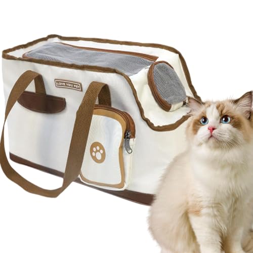 Haustier-Tragetasche, Reisetasche, stabile gut belüftete Haustier-Tragetasche, Outdoor-Haustier-Reisetasche, Katzennetztasche für kleine, mittelgroße Katzen unter 7,5 kg, 42 x 20 x 25 cm von Mbiyhgta