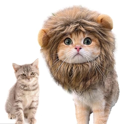 Katzenlöwenmähne, Katzenlöwenhaube, Löwenhaar-Haustier-Katzenkostüm, Katzen-Cosplay-Bekleidung, Katzen-Cosplay-Bekleidung, Haustier-Katzenkostüm, waschbar, glattes Kostüm, Löwenhaar-Hut für von Mbiyhgta