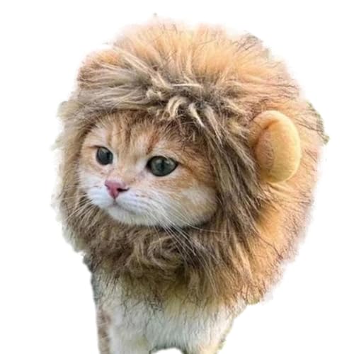 Katzenlöwenmähne, Katzenlöwenhaube, Löwenhaar-Haustier-Katzenkostüm, Katzen-Cosplay-Bekleidung, Katzen-Cosplay-Bekleidung, Haustier-Katzenkostüm, waschbar, glattes Kostüm, Löwenhaar-Hut für von Mbiyhgta