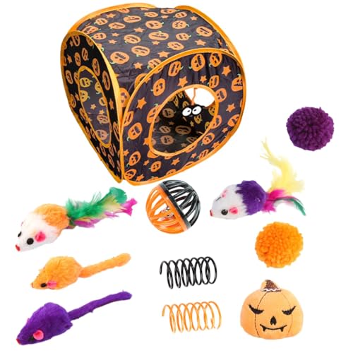 Katzenspielzeug für Kätzchen, Katzenspielzeugpaket - Katzenspielzeug-Set mit Katzenminze für Halloween,Katzenspieltunnel, interaktives Kätzchenspielzeug für Katzen, Welpen, Kätzchen und kleine Haustie von Mbiyhgta