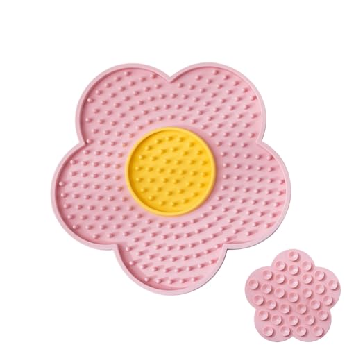 Leckmatte für kleine Hunde, Leckmatte für Hunde und Katzen, Leckmatte für langsames Füttern, Leckmatte verbessert das Butter-Leck-Pad, interaktives Haustierspielzeug, Blumen-Silikon-Pad zum von Mbiyhgta