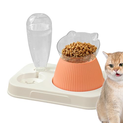 Mbiyhgta Haustierschalen Katze, Katzenfutterschalen - Wasserspender 15 Grad Tilted Automatic Feeder - Erhöhte automatische Spender kleine Hundeberken für den Innengebrauch zu Hause von Mbiyhgta