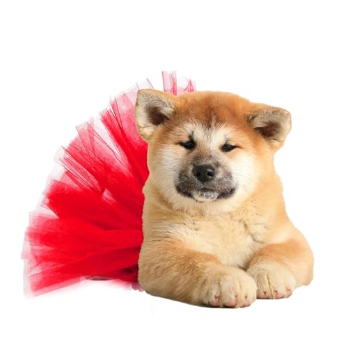 Mbiyhgta Hunderock, Hunde-Tutu für kleine Hunde - Weiches rotes Prinzessinnenkostüm für Welpen - Spitzenbekleidung, Haustier-Outfit, Hunde-Ballerina-Kostüm, Katzenkleid, kleine Hundekleidung, von Mbiyhgta