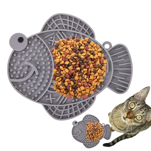 Mbiyhgta Leckmatte für Katzen,Leckmatte für Hunde - Fischförmige Leckmatte aus Silikon für Welpen | Leckerli-Spielzeug für Hunde, Hunde-Leckkissen mit Saugnapf für Katze, Langeweile, großer Hund, von Mbiyhgta