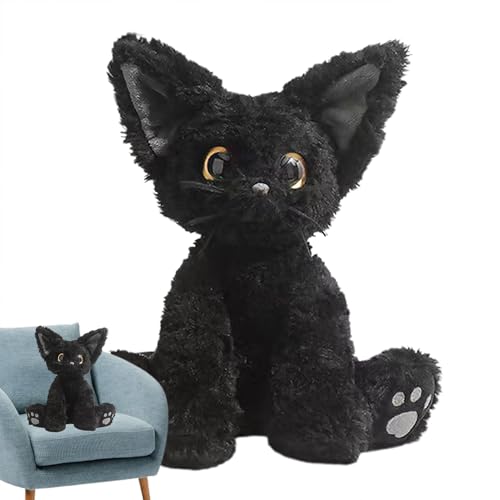 Mbiyhgta Plüschtiere für Katzen, Katzen, Plüsch, niedliche Tierpuppe, schwarze Katze, Plüsch, Sofaornament, 23 cm, weiche Plüschkatze, für Wohnzimmer, Schlafzimmer von Mbiyhgta