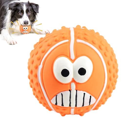 Mbiyhgta Quietschender Hundespielzeugball aus Latex | Smile Face Hundebälle Spielzeug | Bissfeste, quietschende Hundebälle mit Lächeln-Gesicht für Welpen, Hunde, kleine Katzen und Kätzchen von Mbiyhgta