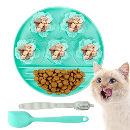 Slow-Food-Pad für Haustiere, Slow-Food-Matte für Hunde | Licky Pad mit Saugnapf | Tragbares Leckpad für langsame Fressnapfschalen für kleine bis mittelgroße Haustiere, Hunde und Katzen von Mbiyhgta