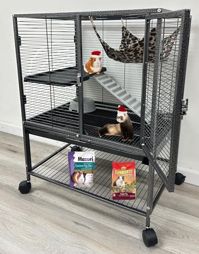 Große 2-stöckige Hängematte für Frettchen, Chinchilla, Meerschweinchen, Kaninchen, Maus, Kleintiere, Rollkäfig, 1,27 cm Stangenabstand von Mcage