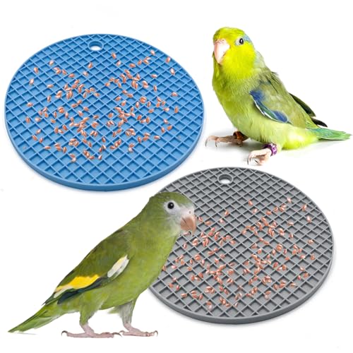 2 x Vogelfutter-Puzzle-Spielzeug, Silikon-Vogel-Matten, interaktives Futterspielzeug für Papageien, um die Fütterungszeit zu erhöhen, Vogelanreicherung, Futterspielzeug für Sittiche, Nymphensittiche, von MdakeGo