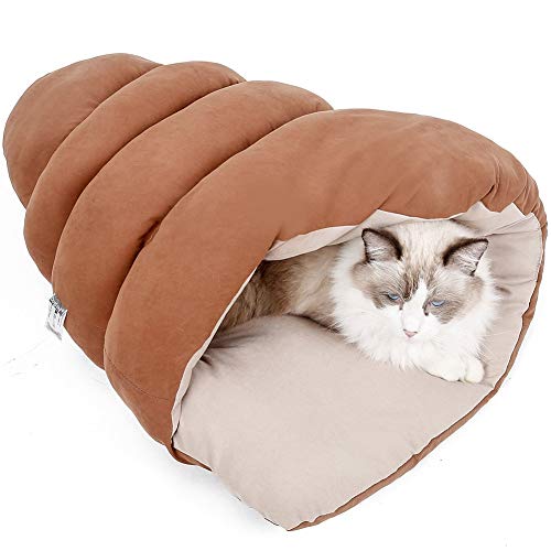 Mdurian Warmes Katzenbett im Winter, Kuscheln Höhlenbett für Katzen und kleine Hunde, Haustier Schlafbett Mat, Schlafkissen Katze Schneckenhöhle von Mdurian