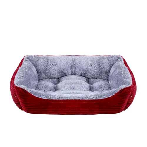 MdybF Hundebett Bett Für Hundekatze Haustier Quadrat Plüsch Zwinger Mittel Kleiner Hundesofa Bettkissen Haustier-Katzenhundbett 02-S (48X40X12Cm) von MdybF