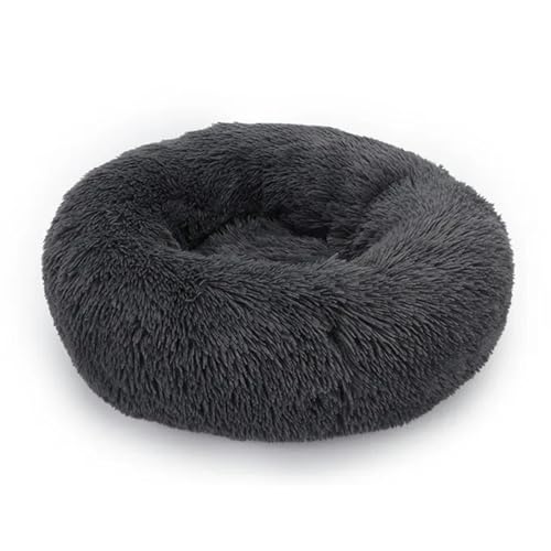 MdybF Hundebett Hundebettcat Betten Haustier Zwinger Haus Weiche Flauschige Kissen Schlafsack Matte Für Große Hunde-Dunkelgrau-L Durchmesser 70 cm von MdybF