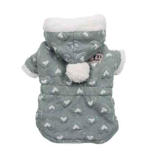 MdybF Hundekleidung Hund Haustier Warmes Kleid Hoodie Herzen Mädchen Hund Katze Winter Mantel Outfit Kleidung 6 Größen-blau-l von MdybF