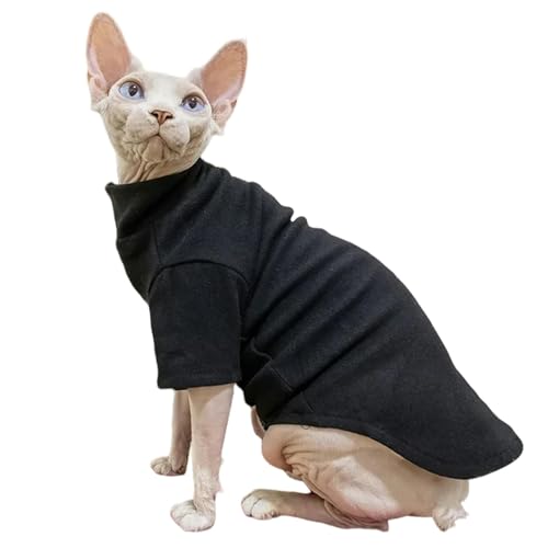 MdybF Hundekleidung Katze Kleidung Weiche Baumwolle Herbst Winter Kätzchen Kleine Hund Kleidung Für Katze Kostüm Haarlose Haustier Kleidung-schwarz-XXL von MdybF