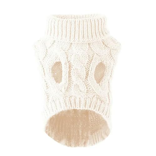 MdybF Hundekleidung Welpen Hund Pullover Für Kleine Mittlere Hunde Katzen Kleidung Winter Warme Haustier Turtleneck Chihuahua Weste Weiche Mantel Teddy Jacke-weiß-m von MdybF