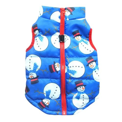 MdybF Hundekleidung Winter Warme Hund Mantel Jacke Weihnachten Hund Weste Ärmelloser Reißverschluss Mantel Mit Leine Ring Hundekleidung Für Kleine Hunde Haustier Supplies-blau-l von MdybF