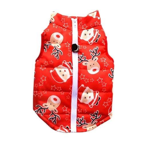 MdybF Hundekleidung Winter Warme Hund Mantel Jacke Weihnachten Hund Weste Ärmelloser Reißverschluss Mantel Mit Leine Ring Hundekleidung Für Kleine Hunde Haustier Supplies-rot-l von MdybF